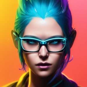 cyberpunk girl with electric blue hair