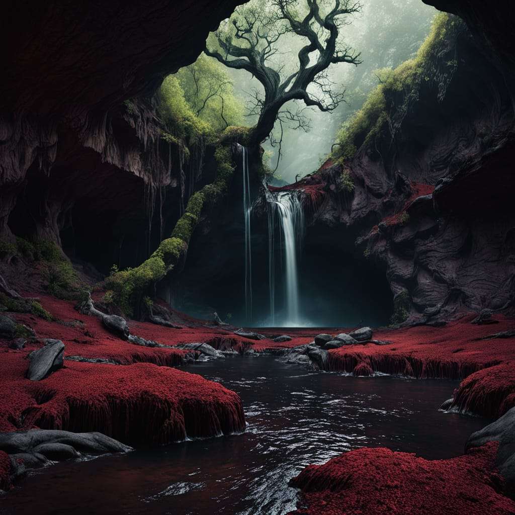 Eerie Creatures of the Blood Red Cave