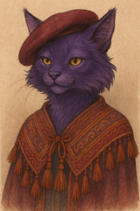 A violet Grimalkin Bard